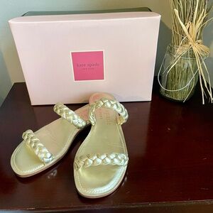 NWT Kate Spade Miami Braided Gold Sandals
